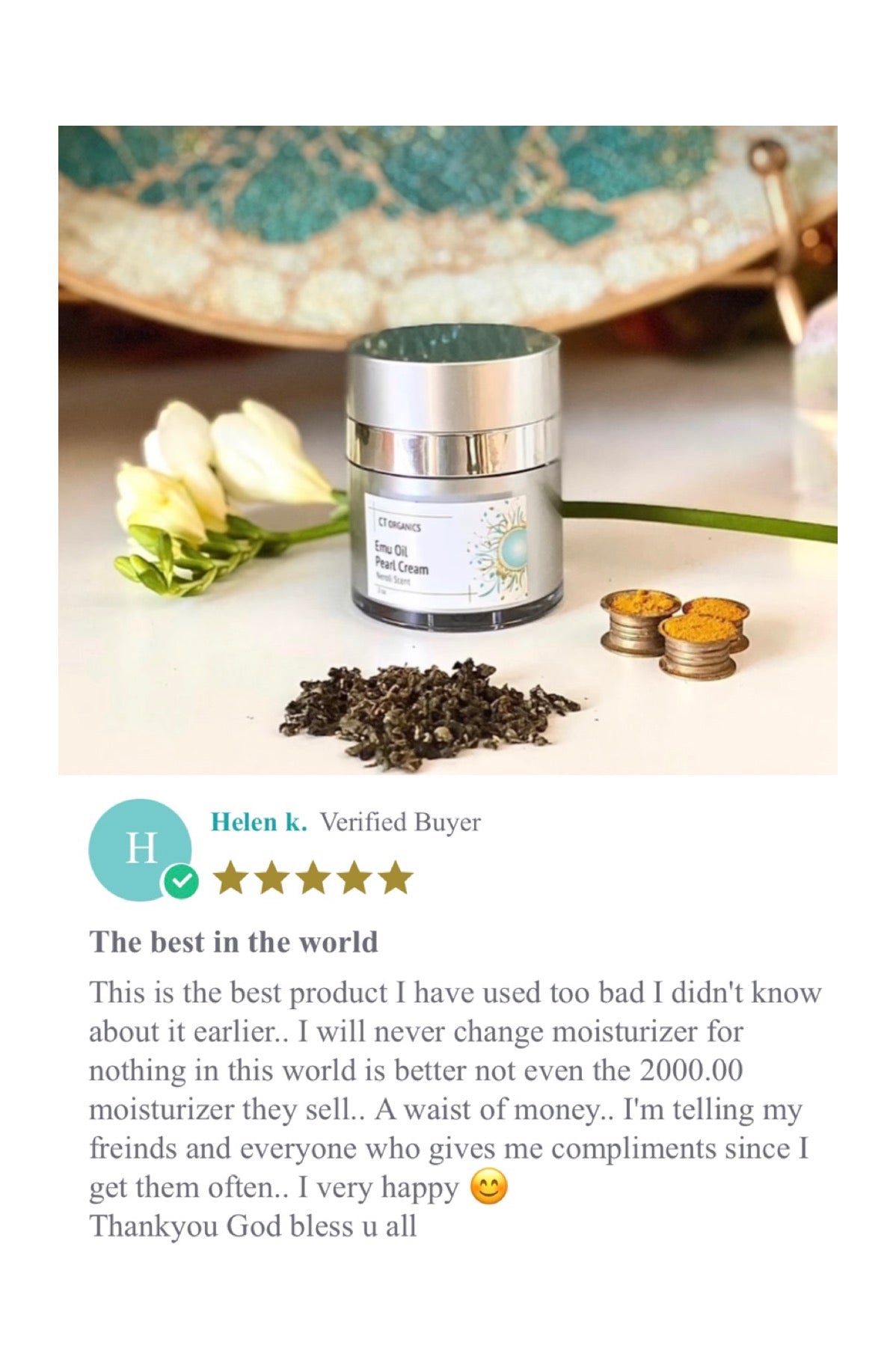 Moisturizing Emu Oil Pearl Cream | Face and Neck | CT Organics